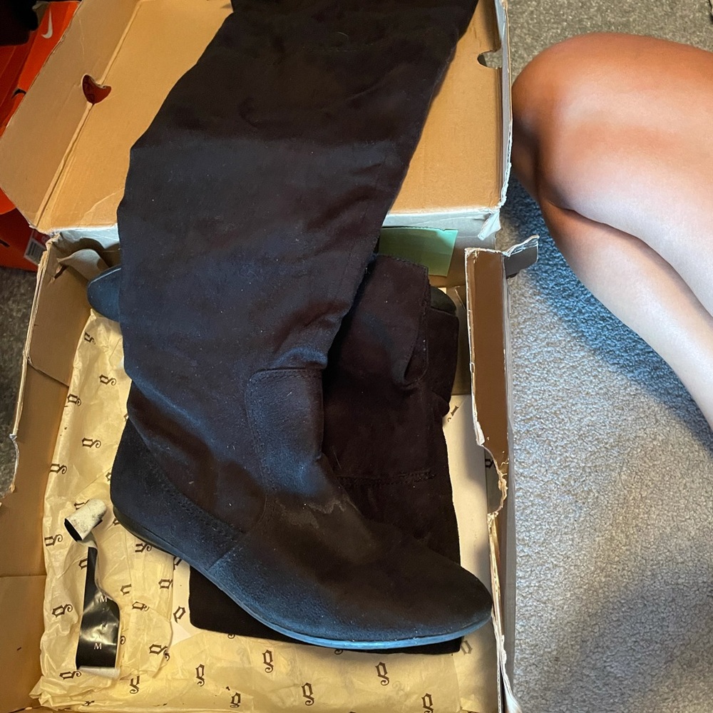 Black suede boots